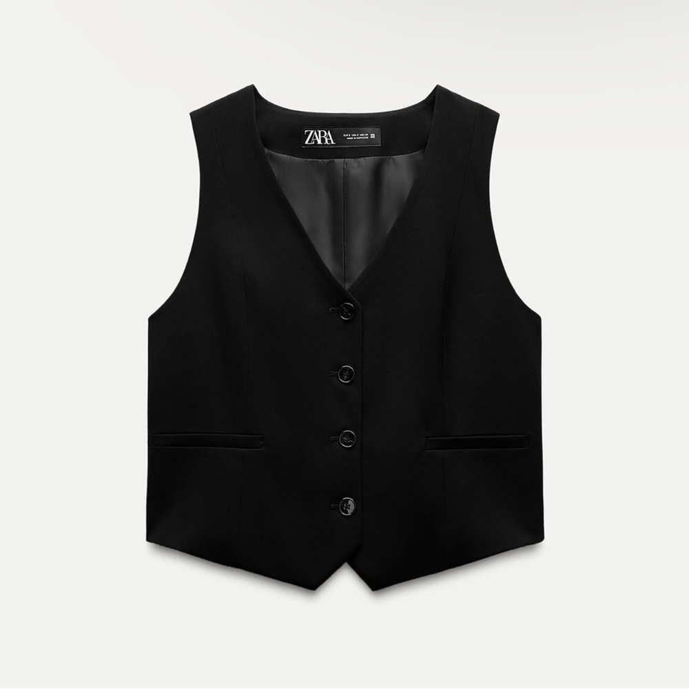 NWT Zara Tailored Waistcoat Black XS